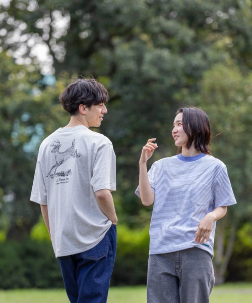 L.L.Bean（エルエルビーン）の「【JAPAN EDITION】ユニオン・ショートスリーブ・ストライプ・ティ（Tシャツ/カットソー・レディース・グレー系その他/ホワイト×グリーン/ホワイト系その他/ブルー系その他・MEDIUM）」の15枚目の写真