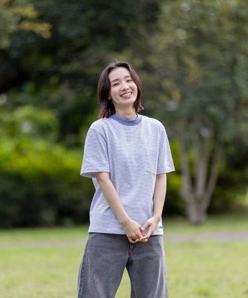 L.L.Bean（エルエルビーン）の「【JAPAN EDITION】ユニオン・ショートスリーブ・ストライプ・ティ（Tシャツ/カットソー・レディース・グレー系その他/ホワイト×グリーン/ホワイト系その他/ブルー系その他・MEDIUM）」の14枚目の写真
