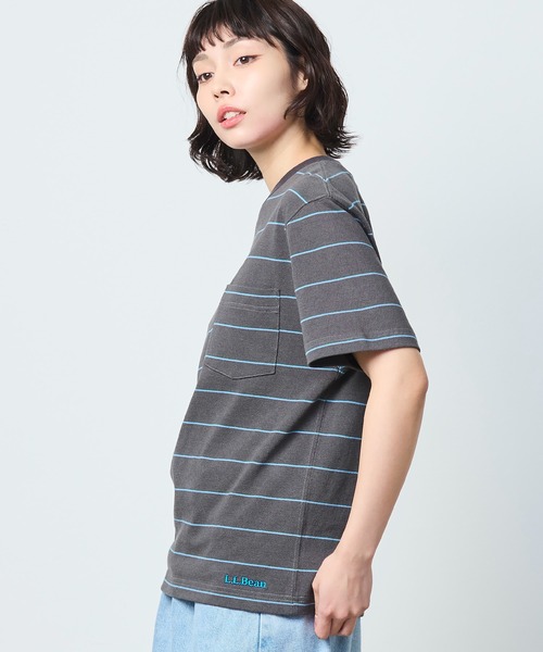 L.L.Bean（エルエルビーン）の「【JAPAN EDITION】ユニオン・ショートスリーブ・ストライプ・ティ（Tシャツ/カットソー・レディース・グレー系その他/ホワイト×グリーン/ホワイト系その他/ブルー系その他・MEDIUM）」の16枚目の写真