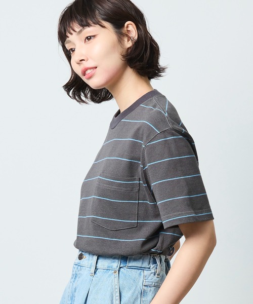L.L.Bean（エルエルビーン）の「【JAPAN EDITION】ユニオン・ショートスリーブ・ストライプ・ティ（Tシャツ/カットソー・レディース・グレー系その他/ホワイト×グリーン/ホワイト系その他/ブルー系その他・MEDIUM）」の19枚目の写真