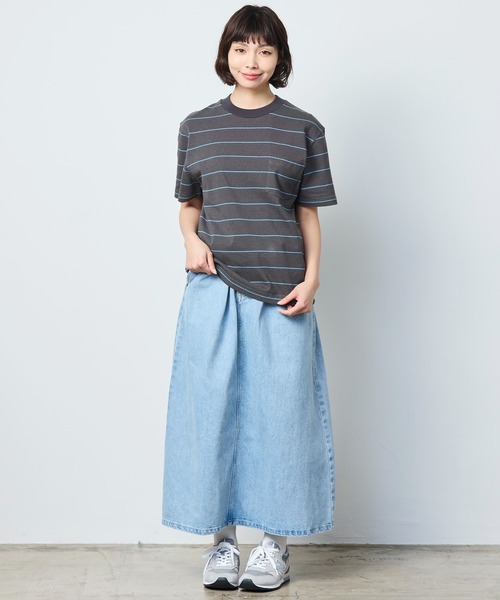 L.L.Bean（エルエルビーン）の「【JAPAN EDITION】ユニオン・ショートスリーブ・ストライプ・ティ（Tシャツ/カットソー・レディース・グレー系その他/ホワイト×グリーン/ホワイト系その他/ブルー系その他・MEDIUM）」の22枚目の写真