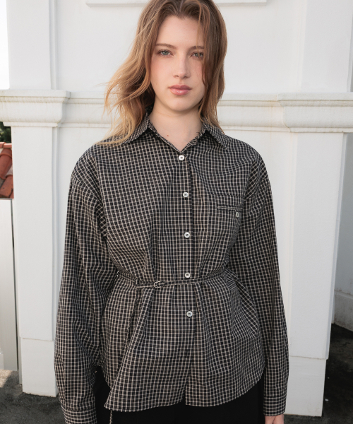 DEHEVE（デヘヴェ）の「Strap Point Check Shirt [Black]（シャツ/ブラウス・レディース・ブラック・FREE）」の9枚目の写真