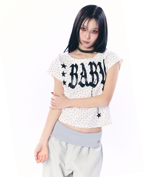 SETUP-EXE(セットアップイーエックスイー)の「BABY WIDE NECK TOP / STAR WHITE(Tシャツ/カットソー・レディース・その他・OS)」の5枚目の写真