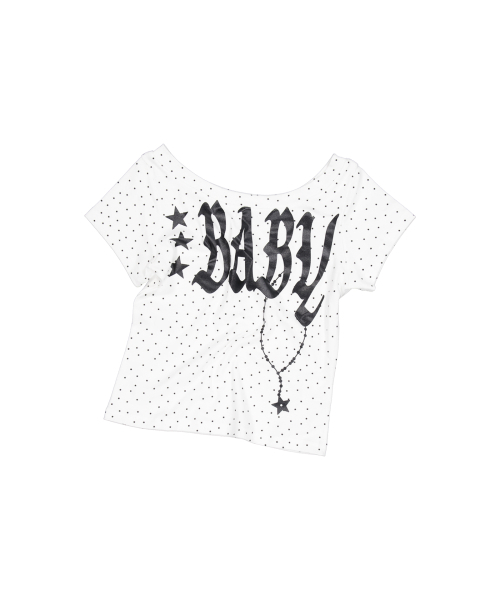 SETUP-EXE(セットアップイーエックスイー)の「BABY WIDE NECK TOP / STAR WHITE(Tシャツ/カットソー・レディース・その他・OS)」の7枚目の写真