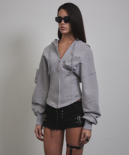 VOONT(ブント)の「Jenny Corset Hood Zip-up (GRAY)(パーカー・レディース・アッシュグレー・SMALL/MEDIUM)」の2枚目の写真