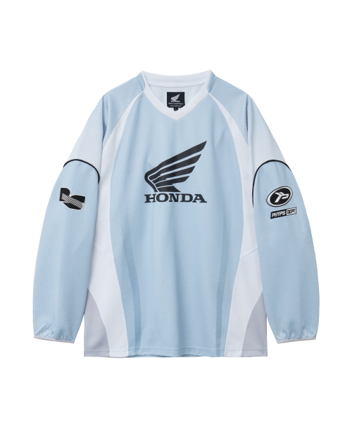 PHYPS MOTORCYCLE(フィップスモーターサイクル)の「Motorcycle Jersey Long Sleeve Light Blue(Tシャツ/カットソー・レディース・その他・MEDIUM/LARGE/SMALL/X-LARGE)」の1枚目の写真
