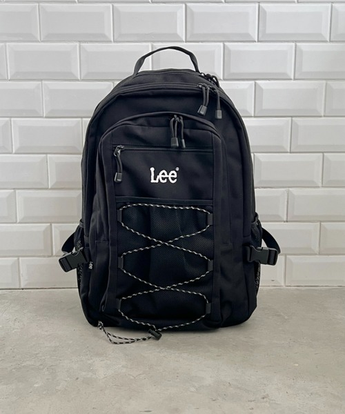 Lee(リー)の「Lee/撥水ポリ/ドローコードリュック/約28L/多ポケット/大容量/通勤・通学/PC収納/ユニセックス(バックパック/リュック・レディース・ブラック×ホワイト・FREE)」の13枚目の写真