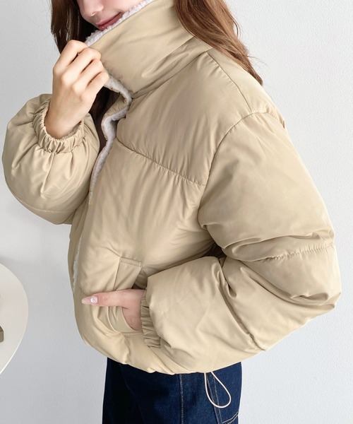 moment+(モーメントプラス)の「ボア切り替えブルゾン(ダウンジャケット/コート・レディース・ブラック/ライトベージュ/アイボリー/カーキ・L/M)」の12枚目の写真