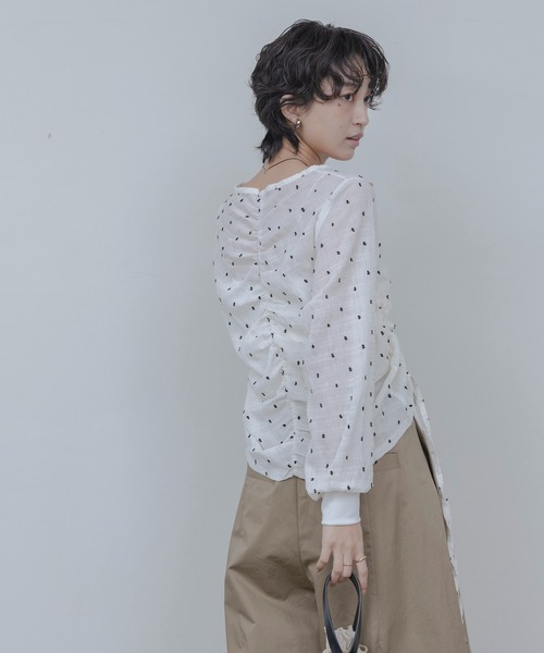 Eimee Law（エイミーロウ）の「ドロストシアーカーデ（カーディガン/ボレロ・レディース・グレー/オフホワイト/ブラック・FREE）」の12枚目の写真