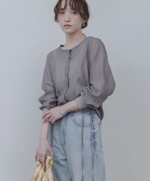 Eimee Law（エイミーロウ）の「ドロストシアーカーデ（カーディガン/ボレロ・レディース・グレー/オフホワイト/ブラック・FREE）」の15枚目の写真