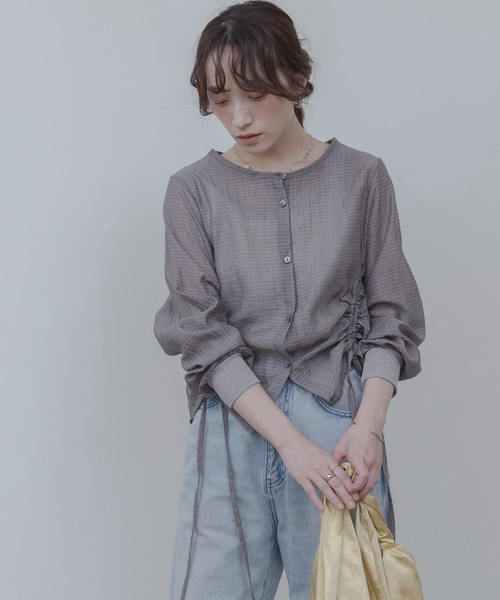 Eimee Law（エイミーロウ）の「ドロストシアーカーデ（カーディガン/ボレロ・レディース・グレー/オフホワイト/ブラック・FREE）」の18枚目の写真