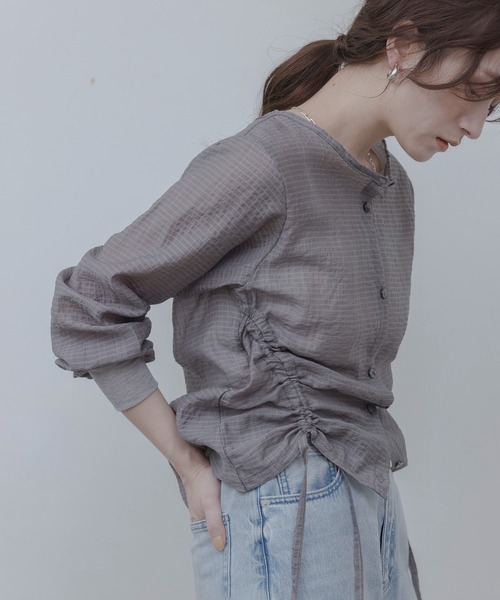 Eimee Law（エイミーロウ）の「ドロストシアーカーデ（カーディガン/ボレロ・レディース・グレー/オフホワイト/ブラック・FREE）」の21枚目の写真