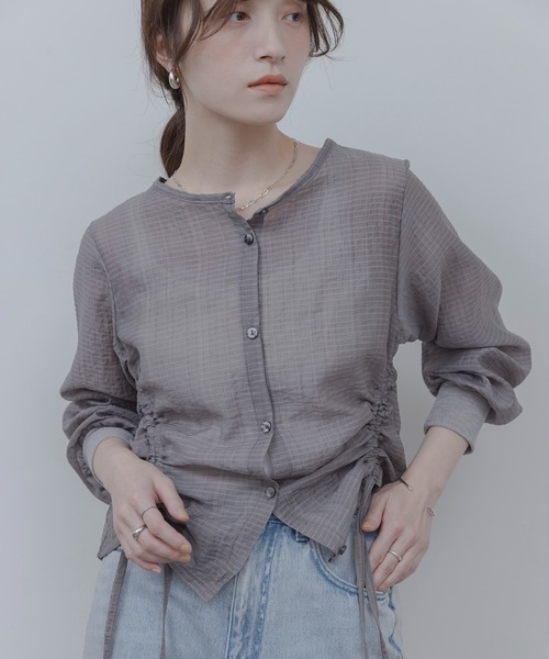 Eimee Law（エイミーロウ）の「ドロストシアーカーデ（カーディガン/ボレロ・レディース・グレー/オフホワイト/ブラック・FREE）」の22枚目の写真