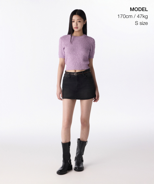 MUSINSA STANDARD WOMAN（ムシンサスタンダードウーマン）の「ウィメンズファンシーヤンクルーネック半袖ニット[ラベンダー]（ニット/セーター・レディース・その他・L/S/M）」の2枚目の写真