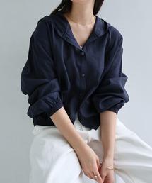 フーディ長袖シアーシャツ