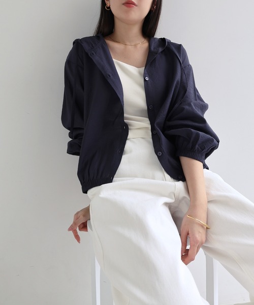evernavy(エバーネイビー)の「フーディ長袖シアーシャツ(シャツ/ブラウス・レディース・オフホワイト/ネイビー・M)」の22枚目の写真