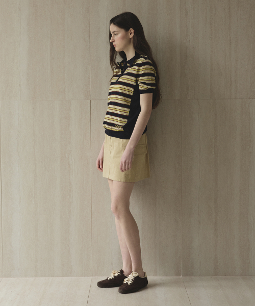 STUDIO&PARC(スタジオアンドパルク)の「Striped Collar Short Sleeve Knit_Navy(ニット/セーター・レディース・ネイビー・FREE)」の4枚目の写真