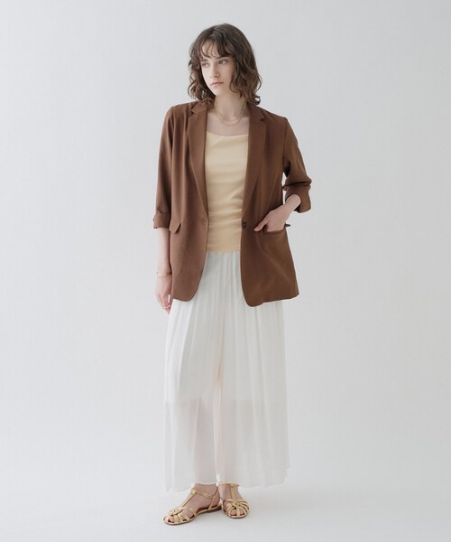 cloenc(クロエンス)の「【ひんやり/UVカット/マシンウォッシュ】ハーフスリーブジャケット セットアップ対応(テーラードジャケット・レディース・ライトグレー/ダークブラウン/チャコールグレー・03/02/01)」の7枚目の写真