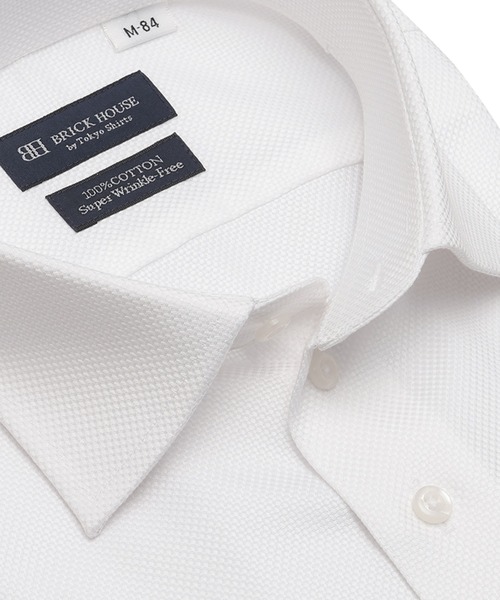 TOKYO SHIRTS（トウキョウシャツ）の「【超形態安定】形態安定ノンアイロン ワイド 長袖ビジネスワイシャツ（ビジネスシャツ・メンズ・ホワイト・首回り43cm-裄丈86cm/首回り43cm-裄丈82cm/首回り42cm-裄丈86cm/首回り42cm-裄丈82cm/首回り41cm-裄丈86cm/首回り41cm-裄丈82cm/首回り39cm-裄丈84cm/首回り39cm-裄丈80cm/首回り37cm-裄丈84cm/首回り37cm-裄丈80cm）」の2枚目の写真