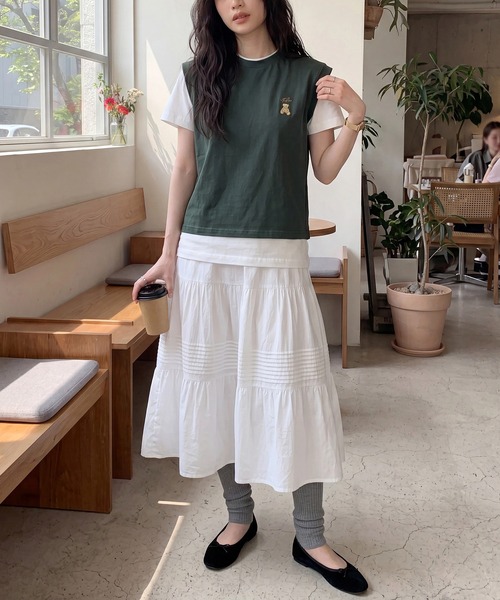 POLO BCS(ポロ ビーシーエス)の「【POLO BCS】レイヤード ワンポイントベアTee ドッキングベスト&ポロTシャツ POLOロゴ サッカー観戦(Tシャツ/カットソー・レディース・ホワイト/ダークブラウン/ピンク/グリーン/ネイビー/ブラック・S/M/L)」の19枚目の写真