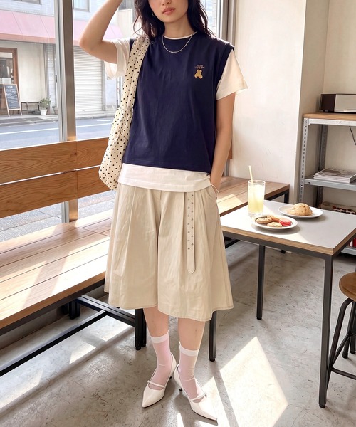 POLO BCS(ポロ ビーシーエス)の「【POLO BCS】レイヤード ワンポイントベアTee ドッキングベスト&ポロTシャツ POLOロゴ サッカー観戦(Tシャツ/カットソー・レディース・ホワイト/ダークブラウン/ピンク/グリーン/ネイビー/ブラック・S/M/L)」の22枚目の写真