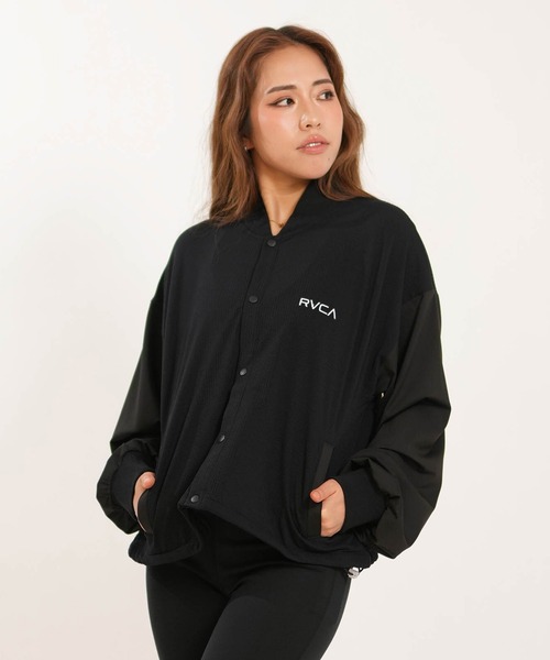 RVCA(ルーカ)の「RVCA/ルーカ 水着 ラッシュガード 長袖 ジャケット セットアップ対応 SURF SNAP JKT BG043868 UT(ブルゾン・レディース・ブラック/ホワイト/ライトカーキ・M/S)」の2枚目の写真