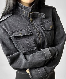 FOLLOWIN（フォロウィン）の「スタンドカラーウォッシュドデニムジャケット（デニムジャケット）」