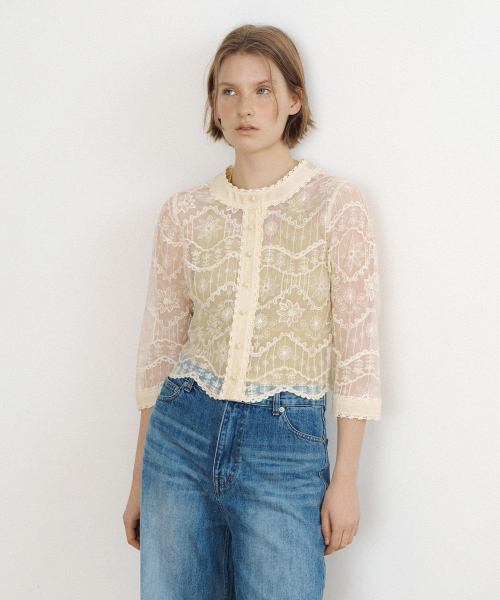 LUCIR ZU(ルシールズ)の「Romantic Scallop Lace Cardigan (soft yellow)(カーディガン/ボレロ・レディース・その他・FREE)」の2枚目の写真