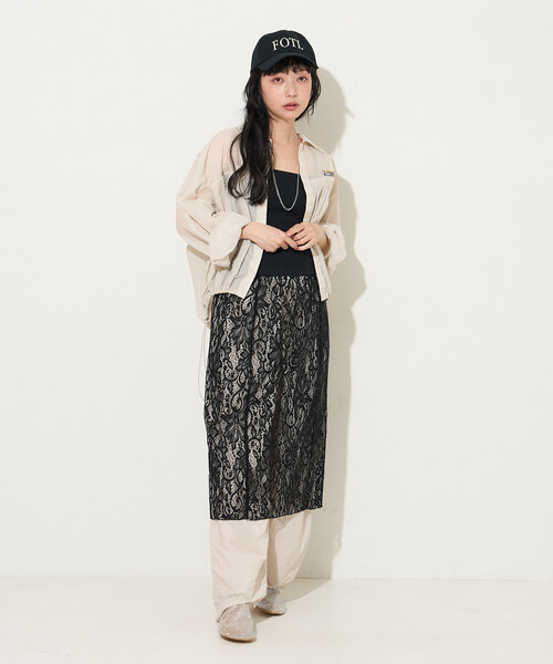 FREAK'S STORE(フリークスストア)の「【セットアイテム】レース スカート パンツセット(スカート・レディース・ブラック/ナチュラル・フリ-)」の3枚目の写真