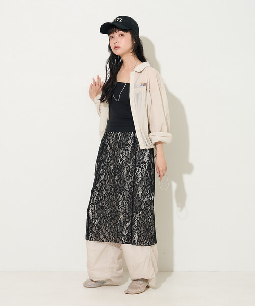 FREAK'S STORE(フリークスストア)の「【セットアイテム】レース スカート パンツセット(スカート・レディース・ブラック/ナチュラル・フリ-)」の4枚目の写真