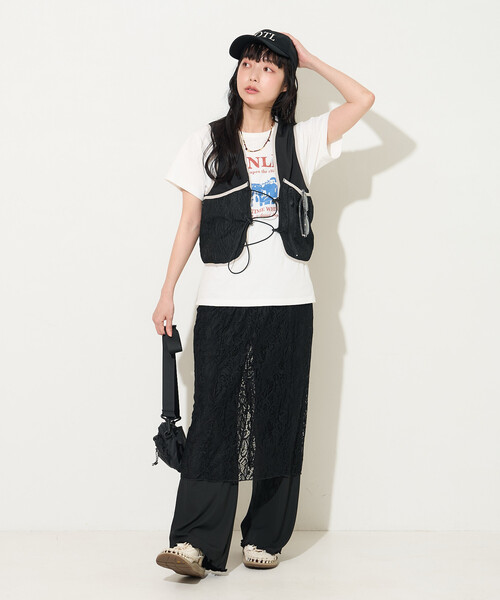 FREAK'S STORE(フリークスストア)の「【セットアイテム】レース スカート パンツセット(スカート・レディース・ブラック/ナチュラル・フリ-)」の9枚目の写真
