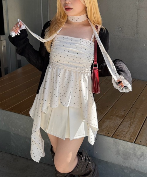 Another Branch olive des olive(アナザーブランチオリーブデオリーブ)の「【丈が選べる2サイズ】イレヘムキャミチュニック(シャツ/ブラウス・レディース・チェック/ドット/ブラック/ホワイト系その他/ブラック系その他/オフホワイト/その他1/その他2・FREE)」の8枚目の写真