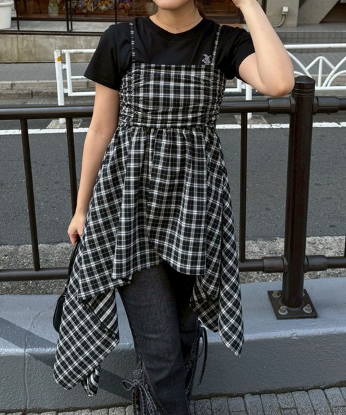 Another Branch olive des olive(アナザーブランチオリーブデオリーブ)の「【丈が選べる2サイズ】イレヘムキャミチュニック(シャツ/ブラウス・レディース・チェック/ドット/ブラック/ホワイト系その他/ブラック系その他/オフホワイト/その他1/その他2・FREE)」の13枚目の写真