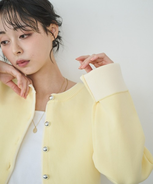 Anclear oui(アンクリアウィ)の「スポンディッシュバイカラーカーディガン(カーディガン/ボレロ・レディース・Yellow/サックスブルー系/PINK/Navy・F)」の3枚目の写真