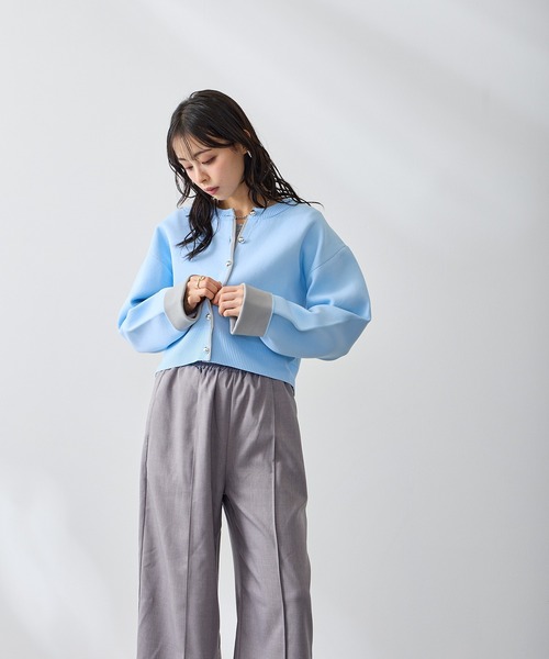 Anclear oui(アンクリアウィ)の「スポンディッシュバイカラーカーディガン(カーディガン/ボレロ・レディース・Yellow/サックスブルー系/PINK/Navy・F)」の10枚目の写真