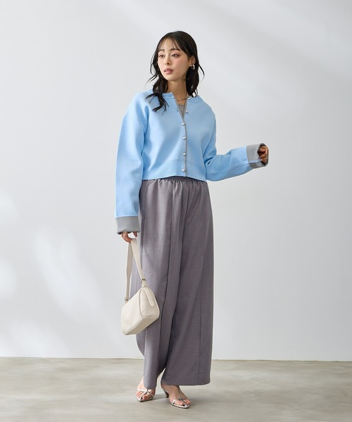 Anclear oui(アンクリアウィ)の「スポンディッシュバイカラーカーディガン(カーディガン/ボレロ・レディース・Yellow/サックスブルー系/PINK/Navy・F)」の11枚目の写真