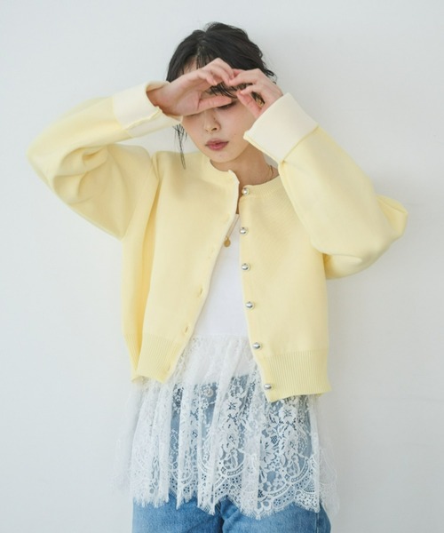 Anclear oui(アンクリアウィ)の「スポンディッシュバイカラーカーディガン(カーディガン/ボレロ・レディース・Yellow/サックスブルー系/PINK/Navy・F)」の14枚目の写真