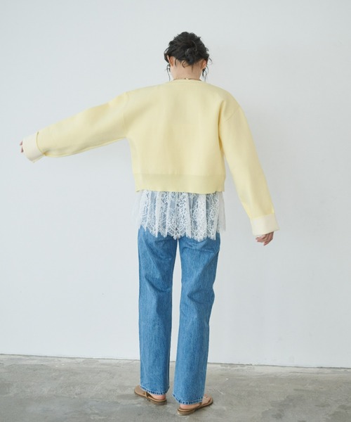 Anclear oui(アンクリアウィ)の「スポンディッシュバイカラーカーディガン(カーディガン/ボレロ・レディース・Yellow/サックスブルー系/PINK/Navy・F)」の15枚目の写真