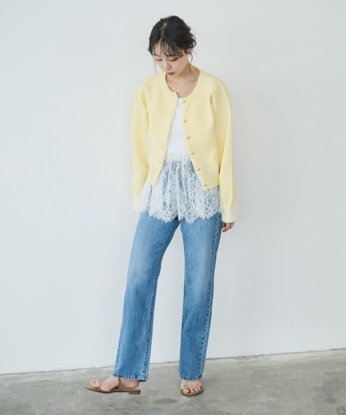 Anclear oui(アンクリアウィ)の「スポンディッシュバイカラーカーディガン(カーディガン/ボレロ・レディース・Yellow/サックスブルー系/PINK/Navy・F)」の16枚目の写真