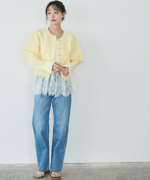 Anclear oui(アンクリアウィ)の「スポンディッシュバイカラーカーディガン(カーディガン/ボレロ・レディース・Yellow/サックスブルー系/PINK/Navy・F)」の17枚目の写真