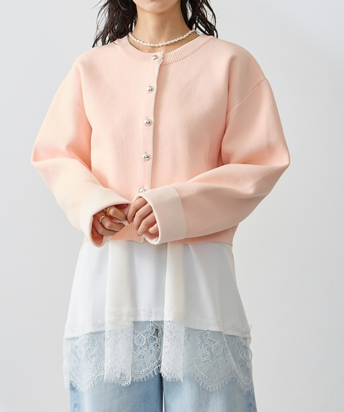 Anclear oui(アンクリアウィ)の「スポンディッシュバイカラーカーディガン(カーディガン/ボレロ・レディース・Yellow/サックスブルー系/PINK/Navy・F)」の19枚目の写真