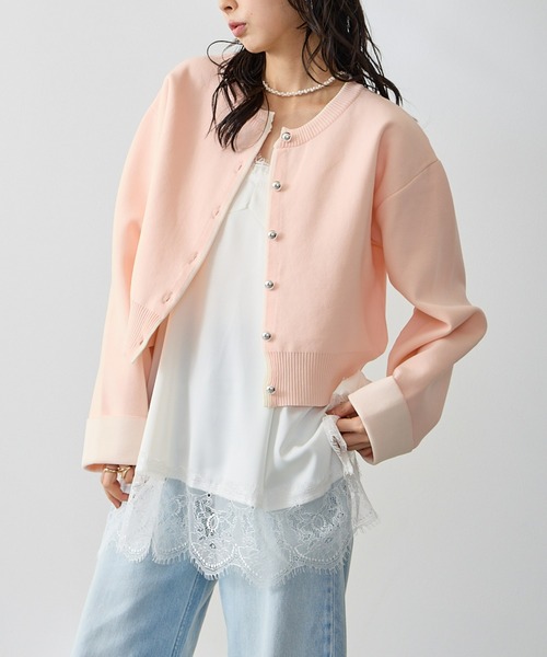 Anclear oui(アンクリアウィ)の「スポンディッシュバイカラーカーディガン(カーディガン/ボレロ・レディース・Yellow/サックスブルー系/PINK/Navy・F)」の20枚目の写真
