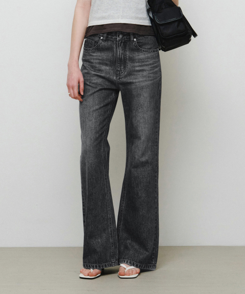 Premium] ナチュラルセミブーツカットデニムパンツグレー MDPT059GRAY
