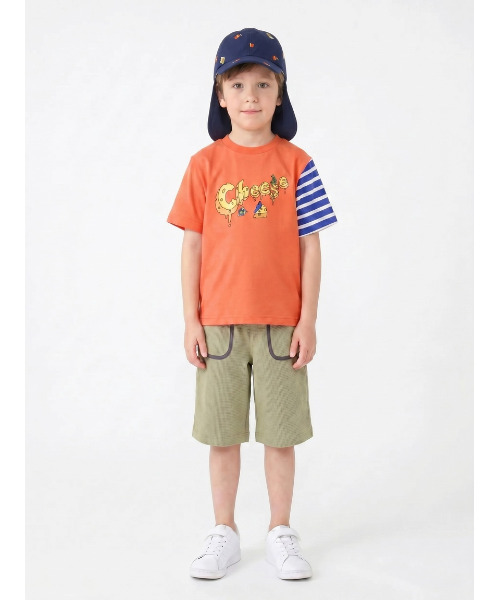 HAKKA KIDS(ハッカキッズ)の「ポリエステルサッカー4.5分丈ストレートパンツ(その他パンツ・キッズ・カーキ/オレンジ・110cm/130cm/100cm/120cm)」の3枚目の写真