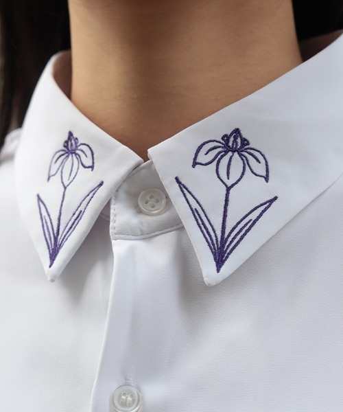 REZEN（リゼン）の「菖蒲刺繍半袖シャツ（シャツ/ブラウス・メンズ・ピンク/ライトグレー/レッドパープル・MEDIUM/LARGE）」の10枚目の写真