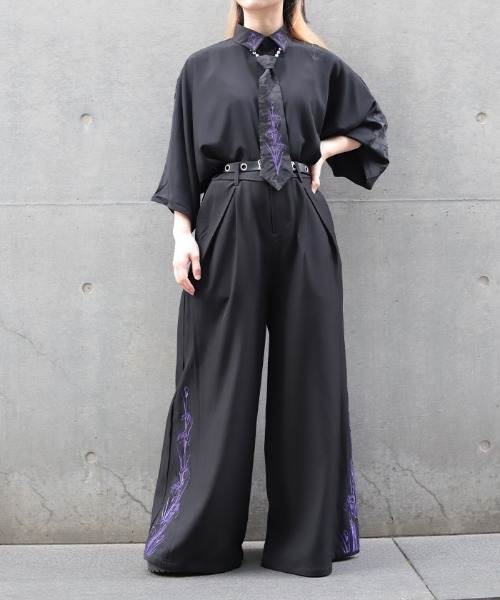 REZEN（リゼン）の「菖蒲刺繍半袖シャツ（シャツ/ブラウス・メンズ・ピンク/ライトグレー/レッドパープル・MEDIUM/LARGE）」の12枚目の写真