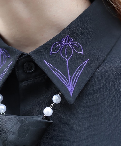 REZEN（リゼン）の「菖蒲刺繍半袖シャツ（シャツ/ブラウス・メンズ・ピンク/ライトグレー/レッドパープル・MEDIUM/LARGE）」の13枚目の写真