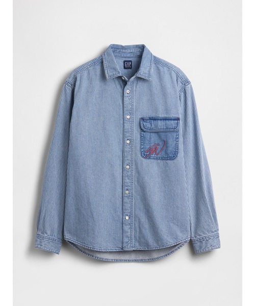 GAP(ギャップ)の「Gap × Sean Wotherspoon リラックスフィット レールロード デニムシャツ(シャツ/ブラウス・メンズ・ブルー・L/XS/XL/M/S)」の2枚目の写真