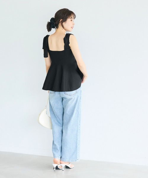 coca(coca)(コカ)の「スポンディッシュニットリボンキャミソール(キャミソール・レディース・ブラック/アイボリー・L/M)」の5枚目の写真