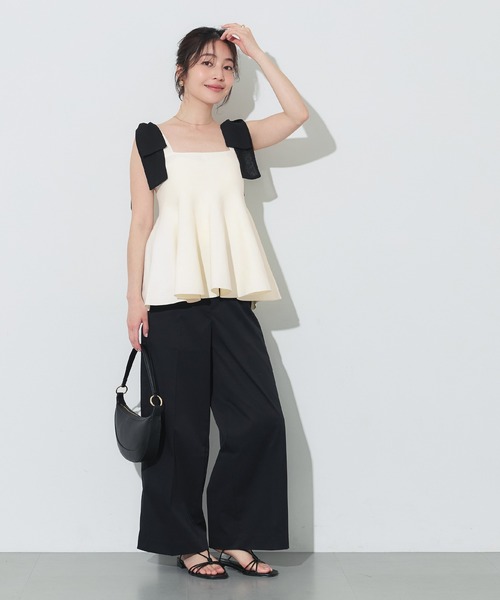 coca(coca)(コカ)の「スポンディッシュニットリボンキャミソール(キャミソール・レディース・ブラック/アイボリー・L/M)」の12枚目の写真